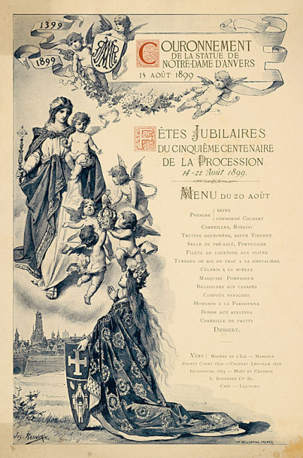 Menukaart: Couronnement de la Statue de Notre-Dame d'Anvers 1899