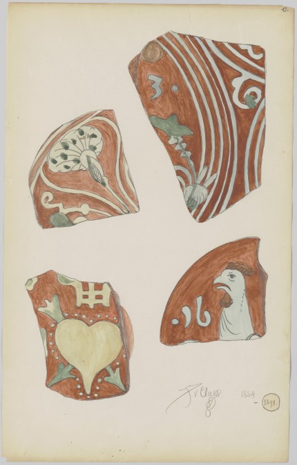 Potloodtekening van fragmenten van Vlaamse borden